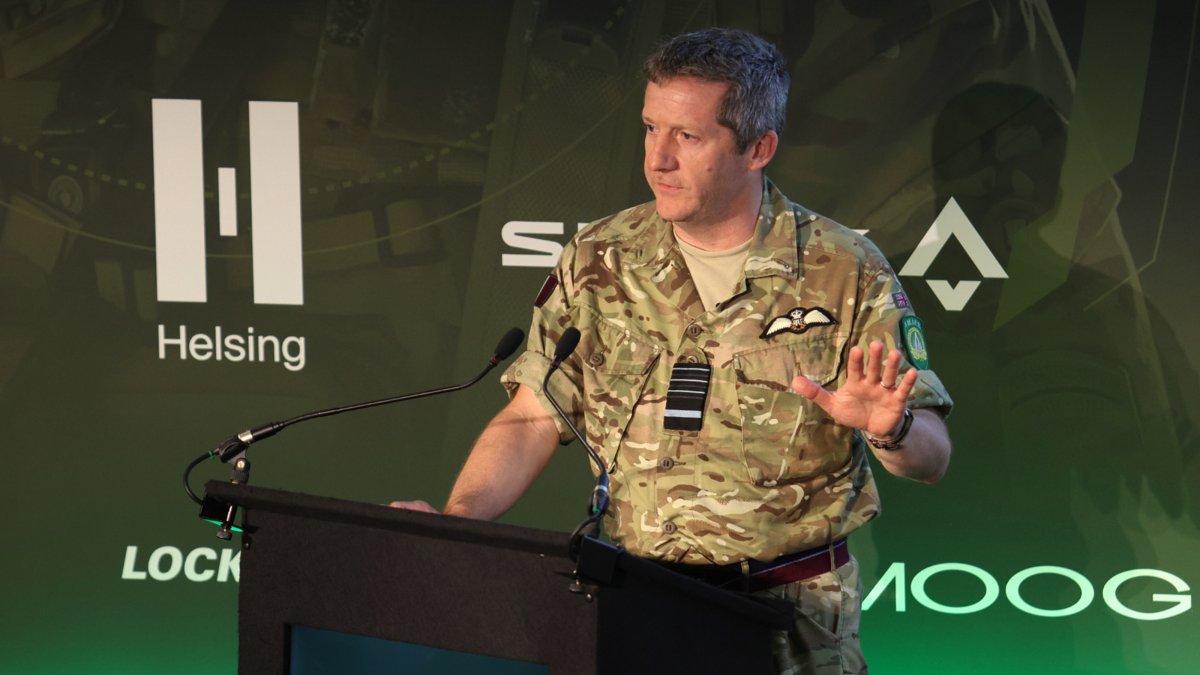 Air Chief Marshal Sir John Stringer, NATO’s Deputy Supreme Allied Commander Europe, speaks at a military conference in London organized by the Royal United Services Institute on Wednesday, June 24, 2026. (AP Photo)