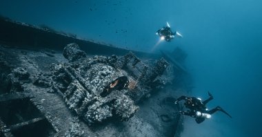 Divers explore the wreck of the HMT Lundy off the coast of Çanakkale, Türkiye, Sept. 1, 2025. (Photo by Maxime Cheminade for Çanakkale Wars Gallipoli Historical Site Directorate)