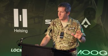 Air Chief Marshal Sir John Stringer, NATO’s Deputy Supreme Allied Commander Europe, speaks at a military conference in London organized by the Royal United Services Institute on Wednesday, June 24, 2026. (AP Photo)