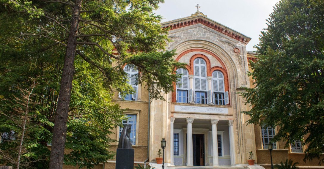 The entrance of the Heybeliada Greek Orthodox Halki Seminary, Istanbul, Türkiye. Oct. 29, 2019. (Shutterstock Photo)