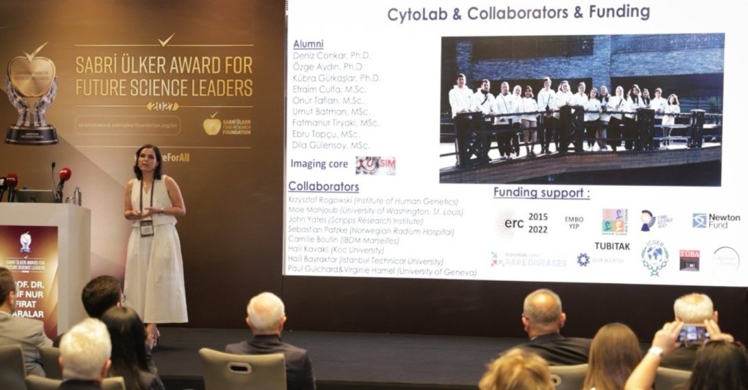 A speaker presents the 2026 Future Science Leader Award program during the launch of the science ambassadors network, Istanbul, Türkiye, June 25, 2026. (Courtesy of Sabri Ülker Foundation)
