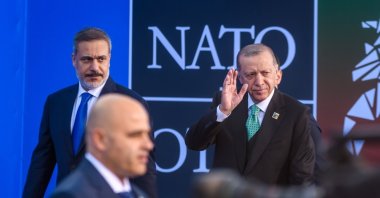 President Recep Tayyip Erdogan and Foreign Affairs Minister Hakan Fidan during the NATO summit, Vilnius, Lithuania, July 12, 2023. (Shutterstock Photo)