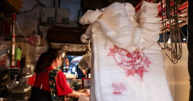 Plastic bags are seen at a local market, Keelung, Taiwan, June 9, 2026. (AFP Photo)
