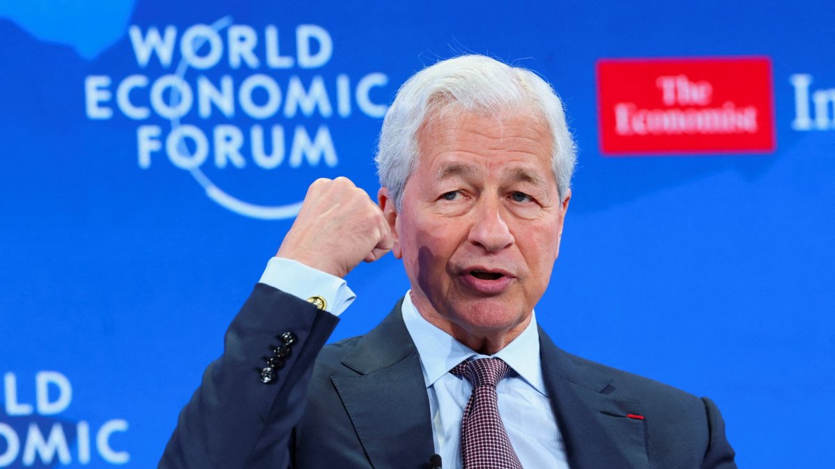 Jamie Dimon, the CEO of JPMorgan Chase, attends the 56th annual World Economic Forum (WEF) meeting, Davos, Switzerland, Jan. 21, 2026. (Reuters Photo)
