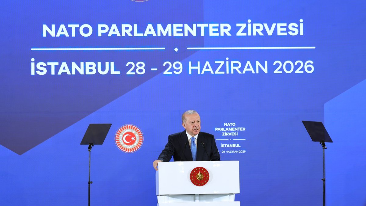 President Recep Tayyip Erdoğan delivers remarks during a luncheon hosted in honor of speakers of parliament attending the NATO Parliamentary Summit, Istanbul, Türkiye, June 29, 2026. (AA Photo)