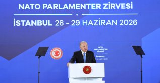 President Recep Tayyip Erdoğan delivers remarks during a luncheon hosted in honor of speakers of parliament attending the NATO Parliamentary Summit, Istanbul, Türkiye, June 29, 2026. (AA Photo)