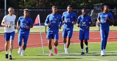 France team members attend a training session ahead of their Round of 32 match against Sweden, Boston, Massachusetts, U.S., June 27, 2026. (Reuters Photo)