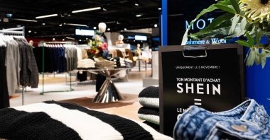 This photograph shows the logo of Asian e-commerce giant Shein in its stall at the Bazar de l'Hotel de Ville (BHV) department store in Paris, Nov. 4, 2025. (AFP File Photo)