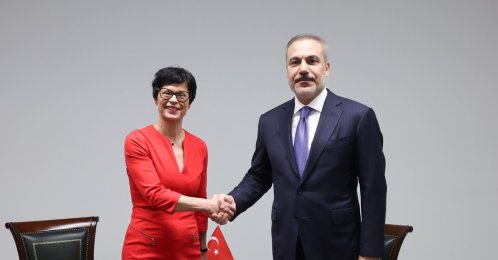 Foreign Minister Hakan Fidan meets with EU Commissioner for Enlargement Marta Kos, Luxembourg, Oct 20, 2025. (AA Photo)