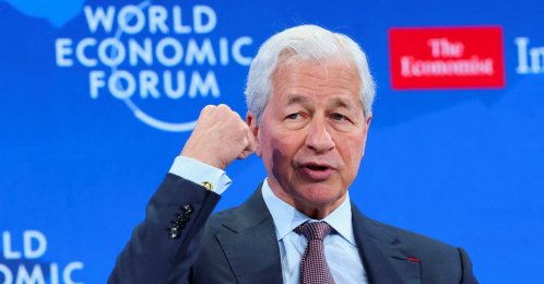 Jamie Dimon, the CEO of JPMorgan Chase, attends the 56th annual World Economic Forum (WEF) meeting, Davos, Switzerland, Jan. 21, 2026. (Reuters Photo)