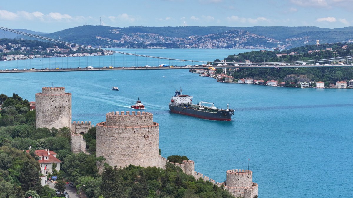 A tanker sails through the Bosporus, Istanbul, Türkiye, June 9, 2026. (AA Photo)