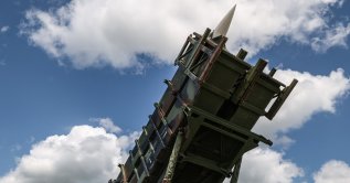 A Patriot air defense missile system is on display during the German Armed Forces Day at the Laage Air Base, located within the Rostock-Laage Airport area, Germany, June 6, 2026. (EPA Photo)