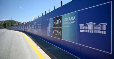 Billboards with slogans such as “A Shared Future in Solidarity,” “Key to Security” and “A Shared Future in Peace” are displayed at several points along a boulevard as part of preparations ahead of the NATO summit, Ankara, Türkiye, June 26, 2026. (AA Photo)