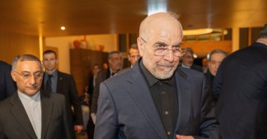  Iran's Speaker of the Islamic Parliament, Mohammed Bagher Ghalibaf (C), attends a meeting at the Bürgenstock resort in Obbürgen, near Lucerne, Switzerland, Sunday, June 21, 2026. (EPA Photo)