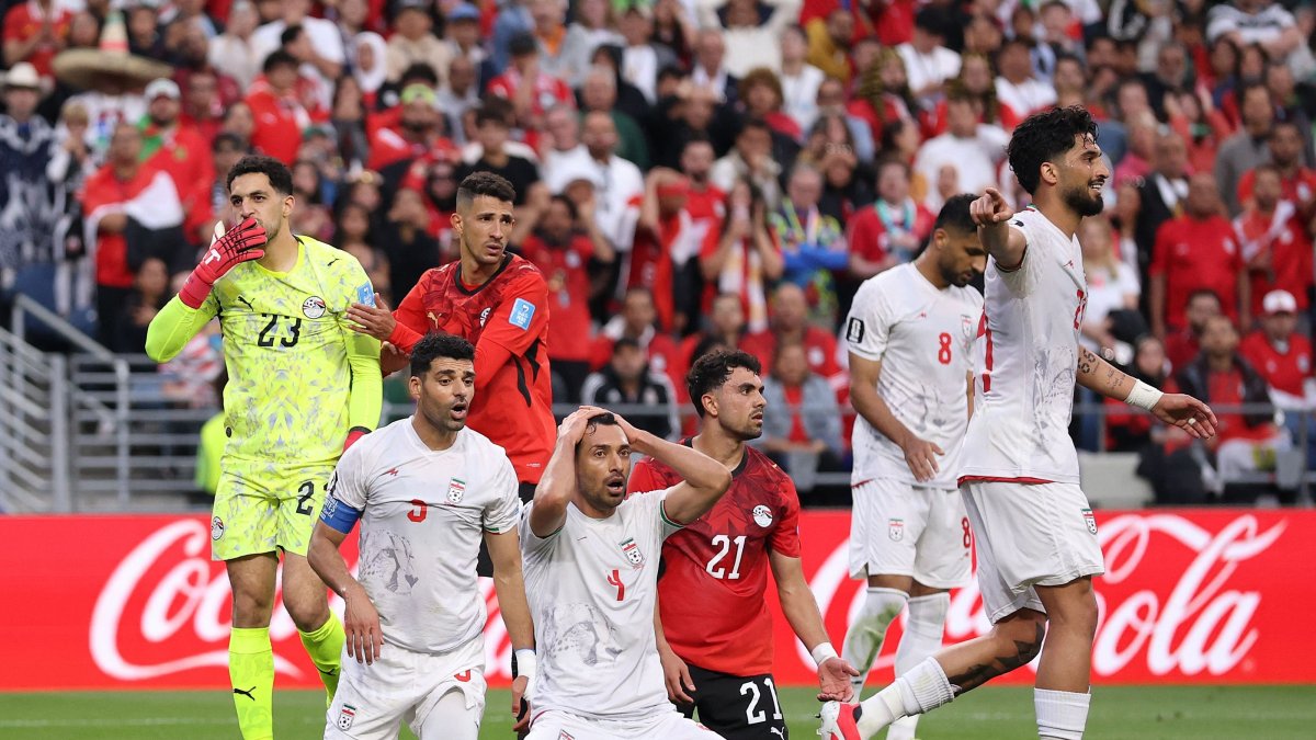 Iran players react after a missed chance during the FIFA World Cup 2026 Group G match against Egypt at Seattle Stadium, Seattle, U.S., June 26, 2026. (AFP Photo)
