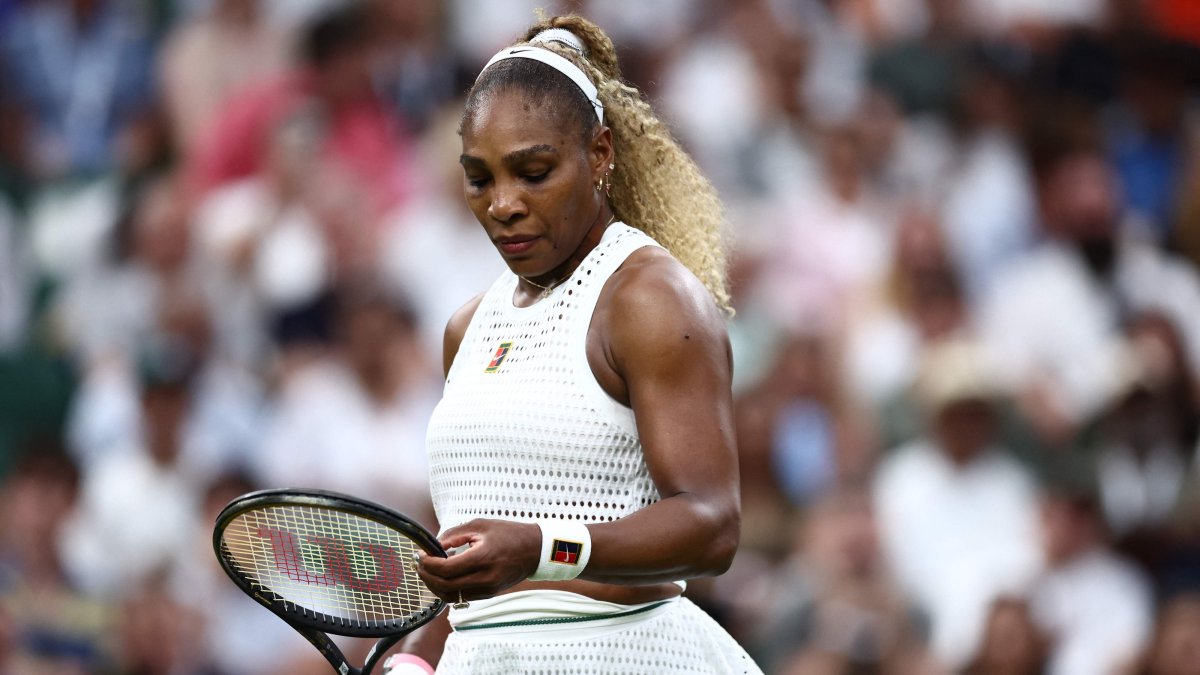 U.S. player Serena Williams reacts as she plays against Australia's Maya Joint during their women's singles first-round tennis match on the second day of the 2026 Wimbledon Championships at The All England Lawn Tennis and Croquet Club, Wimbledon, U.K., June 30, 2026. (AFP Photo)