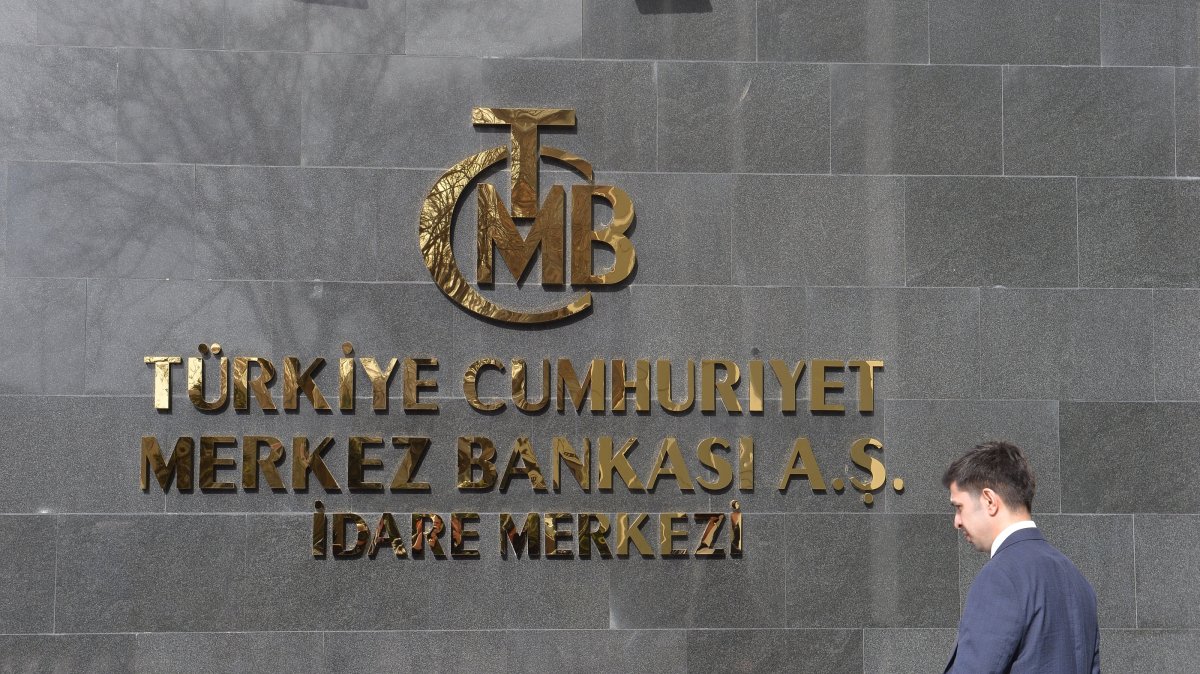 A man walks in front of the headquarters of the Central Bank of the Republic of Türkiye (CBRT), Ankara, Türkiye, Feb. 8, 2024. (EPA Photo)
