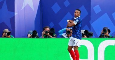 France's Kylian Mbappe celebrates scoring during the 2026 FIFA World Cup Round of 32 match against Sweden at New York New Jersey Stadium, East Rutherford, U.S., June 30, 2026. (Reuters Photo)