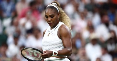 U.S. player Serena Williams reacts as she plays against Australia's Maya Joint during their women's singles first-round tennis match on the second day of the 2026 Wimbledon Championships at The All England Lawn Tennis and Croquet Club, Wimbledon, U.K., June 30, 2026. (AFP Photo)