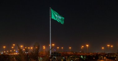 A large flag of the Kingdom of Saudi Arabia is seen flying near Riyadh, Saudi Arabia, Dec. 14, 2023. (Getty Images Photo)