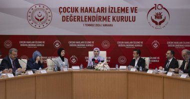 Family and Social Services Minister Mahinur Özdemir Göktaş chairs the Child Rights Monitoring and Evaluation Board meeting, Ankara, Türkiye, July 1, 2026. (AA Photo)