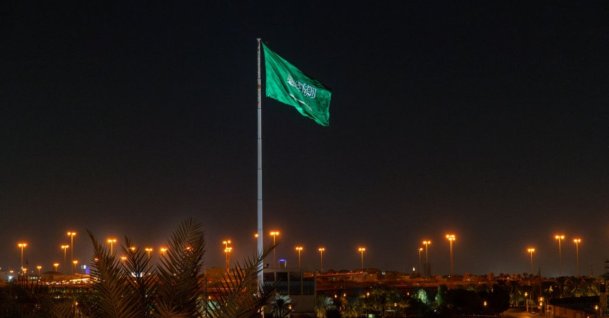 A large flag of the Kingdom of Saudi Arabia is seen flying near Riyadh, Saudi Arabia, Dec. 14, 2023. (Getty Images Photo)