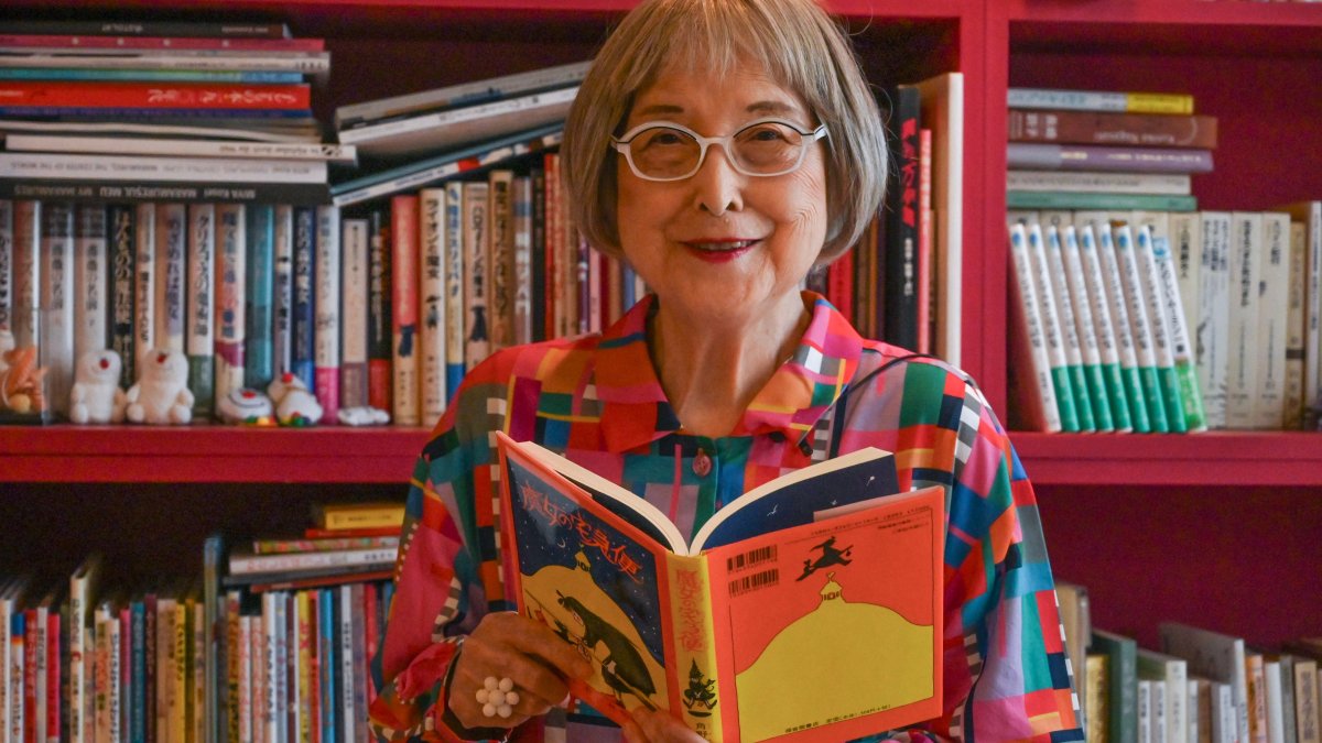 Eiko Kadono, the author of "Kiki's Delivery Service," poses for photo, Kamakura, Japan, June 22, 2026. (AP Photo)