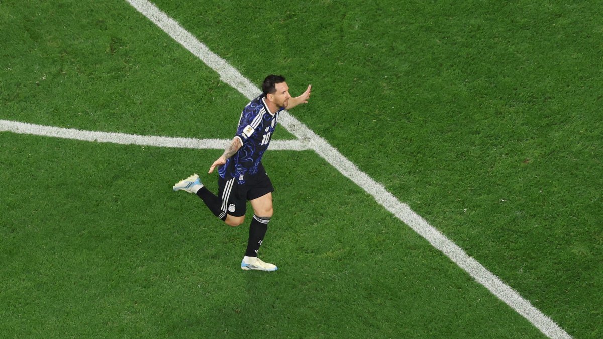 Lionel Messi of Argentina celebrates scoring his team's third goal during the FIFA World Cup 2026 Group J match between Jordan and Argentina at Dallas Stadium, Arlington, Texas, U.S., June 27, 2026. (AFP Photo)