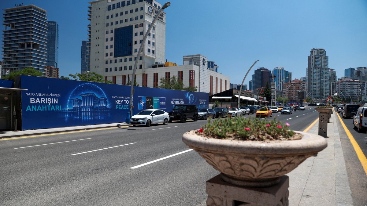 Billboards are built for the upcoming NATO summit along a street, Ankara, Türkiye, July 1, 2026. (Reuters Photo)