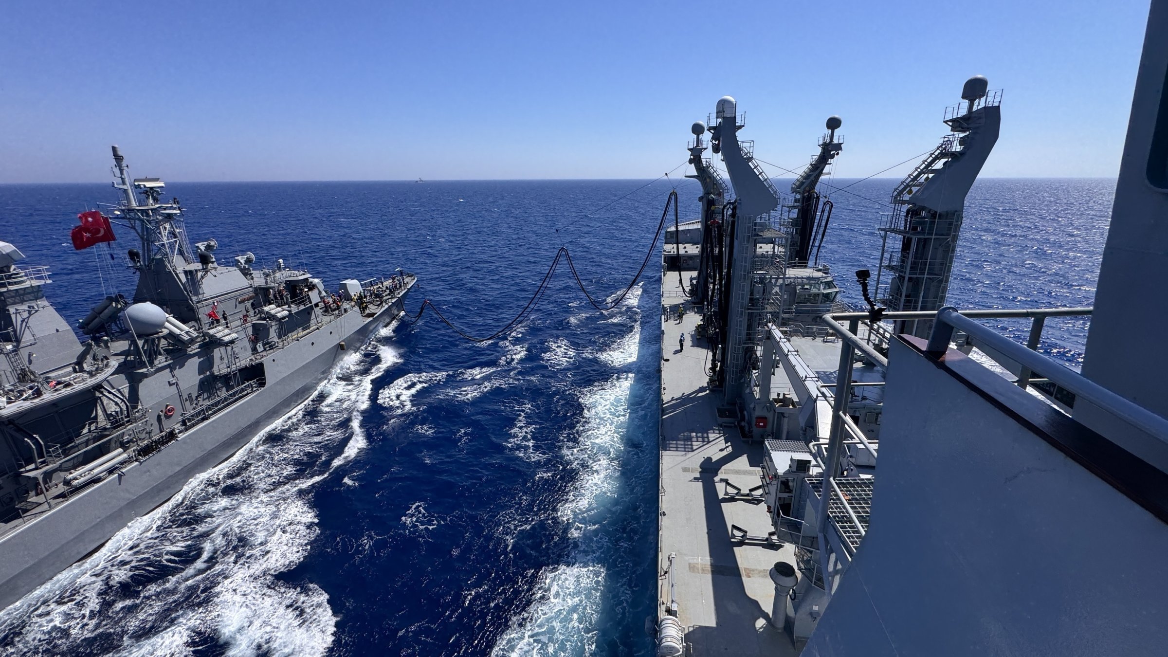 Turkish naval personnel conduct a drill in an undisclosed area within the country's maritime borders, Türkiye, July 11, 2026. (AA Photo)