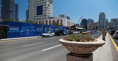 Billboards are built for the upcoming NATO summit along a street, Ankara, Türkiye, July 1, 2026. (Reuters Photo)
