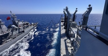 Turkish naval personnel conduct a drill in an undisclosed area within the country's maritime borders, Türkiye, July 11, 2026. (AA Photo)