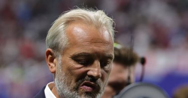 DR Congo's head coach Sebastien Desabre during halftime in the FIFA World Cup 2026 Round of 32 match against England, Atlanta, U.S., July 1, 2026. (EPA Photo)