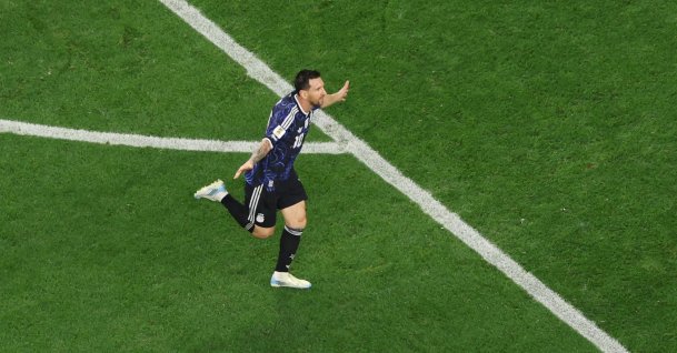 Lionel Messi of Argentina celebrates scoring his team's third goal during the FIFA World Cup 2026 Group J match between Jordan and Argentina at Dallas Stadium, Arlington, Texas, U.S., June 27, 2026. (AFP Photo)
