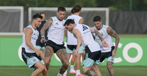Argentina players take part in a training session ahead of their 2026 FIFA World Cup round of 32 match against Cape Verde at the Sporting KC Training Centre, Kansas City, U.S., June 29, 2026. (AFP Photo)