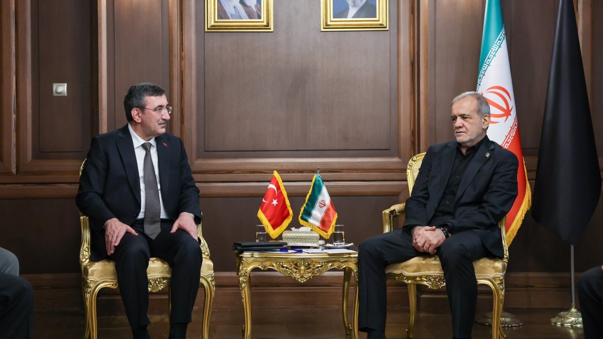 Vice President Cevdet Yılmaz meets Iranian President Masoud Pezeshkian during a visit, Tehran, Iran, July 3, 2026. (AA Photo)
