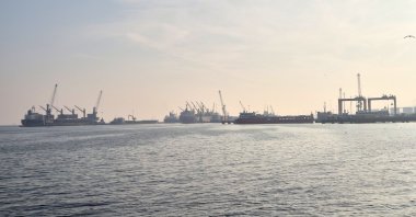 Ships are seen at a port in Tekirdağ province, northwestern Türkiye, July 2, 2026. (IHA Photo)