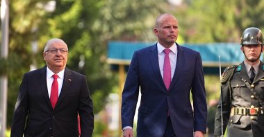 Belgian Defense Minister Theo Francken (R) is welcomed by Turkish National Defense Minister Yaşar Güler, Ankara, Türkiye, May 13, 2026. (AA Photo)