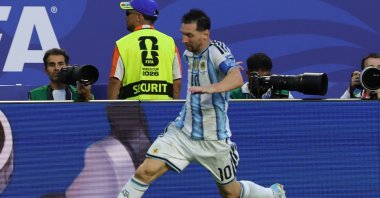 Argentina's Lionel Messi in action during the FIFA World Cup 2026 Round of 32 match against Cape Verde, Miami, U.S., July 3, 2026. (EPA Photo)