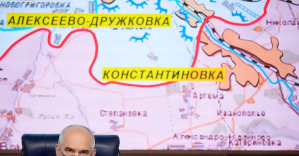 The First Deputy Chief of the General Staff of the Russian Armed Forces, Col. Gen. Sergei Rudskoy, holds a news briefing in Moscow, July 4, 2026. (AP Photo)