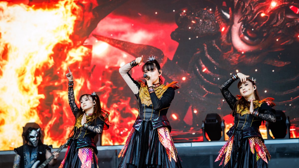 (L-R) Momometal, Su-metal and Moametal of Babymetal perform onstage during Tons of Rock 2026 at Ekebergsletta, Oslo, Norway, June 24, 2026. (Getty Images Photo)