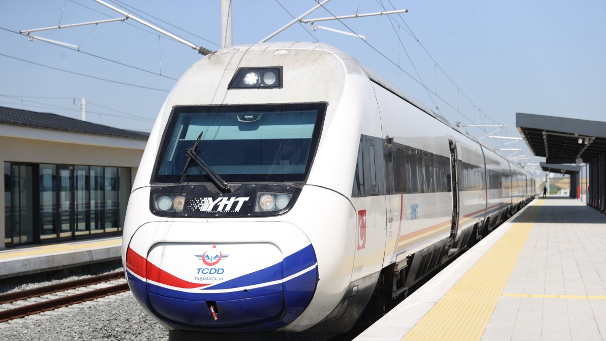 A high-speed train travels on Türkiye's railway network, Kırklareli, Türkiye, June 10, 2026. (AA Photo) 