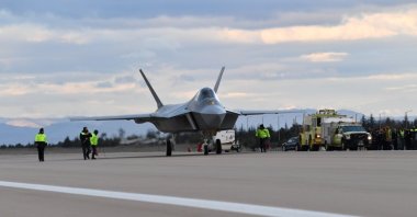 Türkiye's fifth-generation fighter jet Kaan is seen on a runway, Ankara, Türkiye, Dec. 26, 2023. (IHA Photo)
