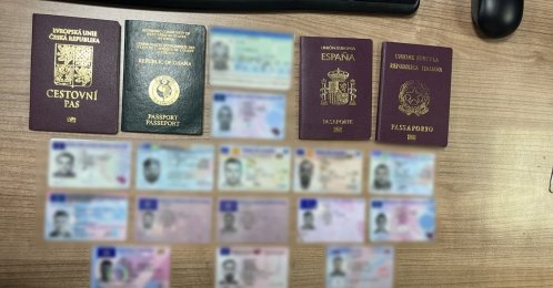 Forged passports, identity cards and driver's licenses seized during a police operation are displayed, Istanbul, Türkiye, July 5, 2026. (AA Photo) 