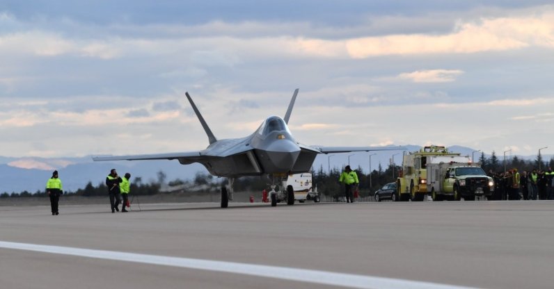 Türkiye's fifth-generation fighter jet Kaan is seen on a runway, Ankara, Türkiye, Dec. 26, 2023. (IHA Photo)