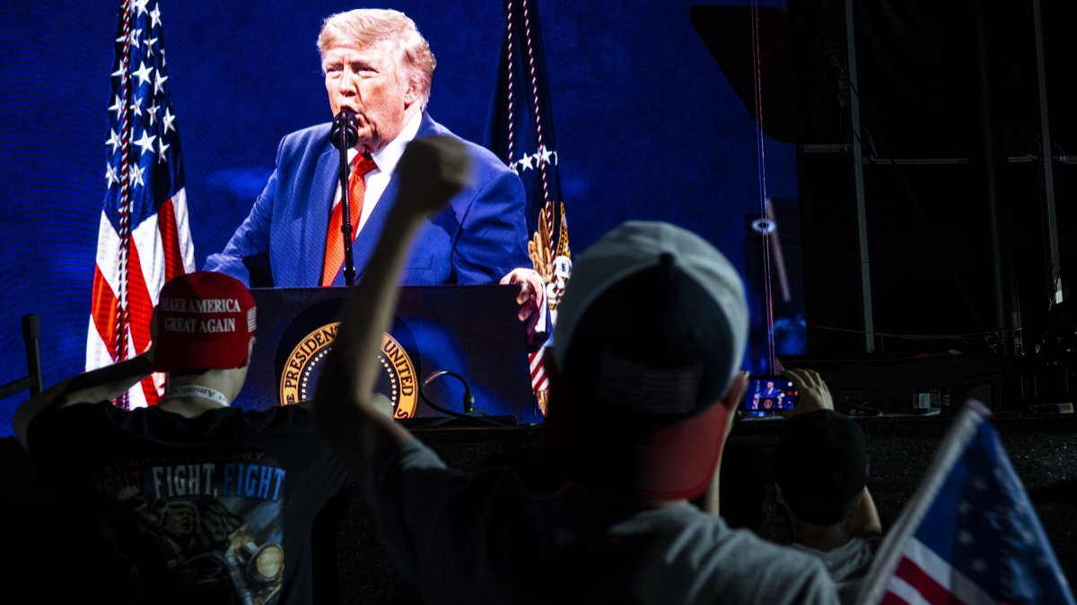 Spectators watch U.S. President Donald Trump's address before the Independence Day fireworks show on the National Mall in Washington, U.S., July 4, 2026. (EPA Photo)
