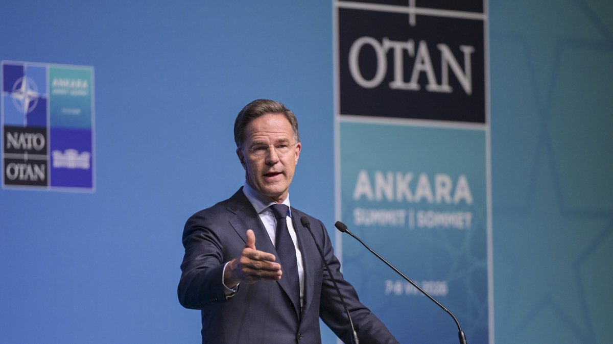 NATO Secretary-General Mark Rutte speaks during a news conference at the Presidential Complex ahead of the 36th NATO Heads of State and Government Summit, Ankara, Türkiye, July 6, 2026. (AA Photo)