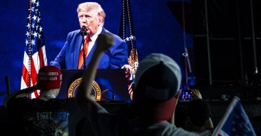 Spectators watch U.S. President Donald Trump's address before the Independence Day fireworks show on the National Mall in Washington, U.S., July 4, 2026. (EPA Photo)