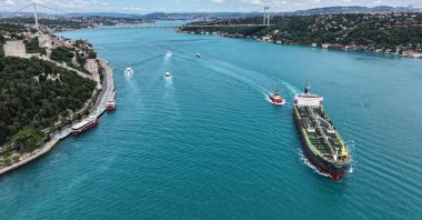 A tanker sails through Bosporus, Istanbul, Türkiye, June 9, 2026. (AA Photo)