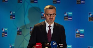 Communications Director Burhanettin Duran speaks to journalists at the International Media Center ahead of the 36th NATO Heads of State and Government Summit at the Presidential Complex, Ankara, Türkiye, July 6, 2026. (AA Photo)